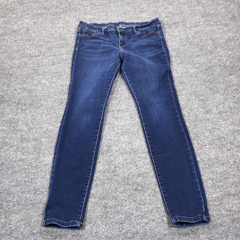 New York & Company Jeans Womens 12 Blue Mid Rise Med Wash Skinny Stretch Denim